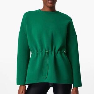 Sweaty Betty Emerald Green Scuba drawstring waist pullover Active Top